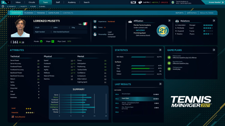 Tennis Manager 2021, Steam Gift