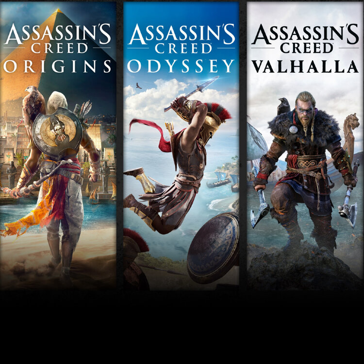 Assassin's Creed Valhalla, Assassin's Creed Odyssey, and Assassin's Creed Origins